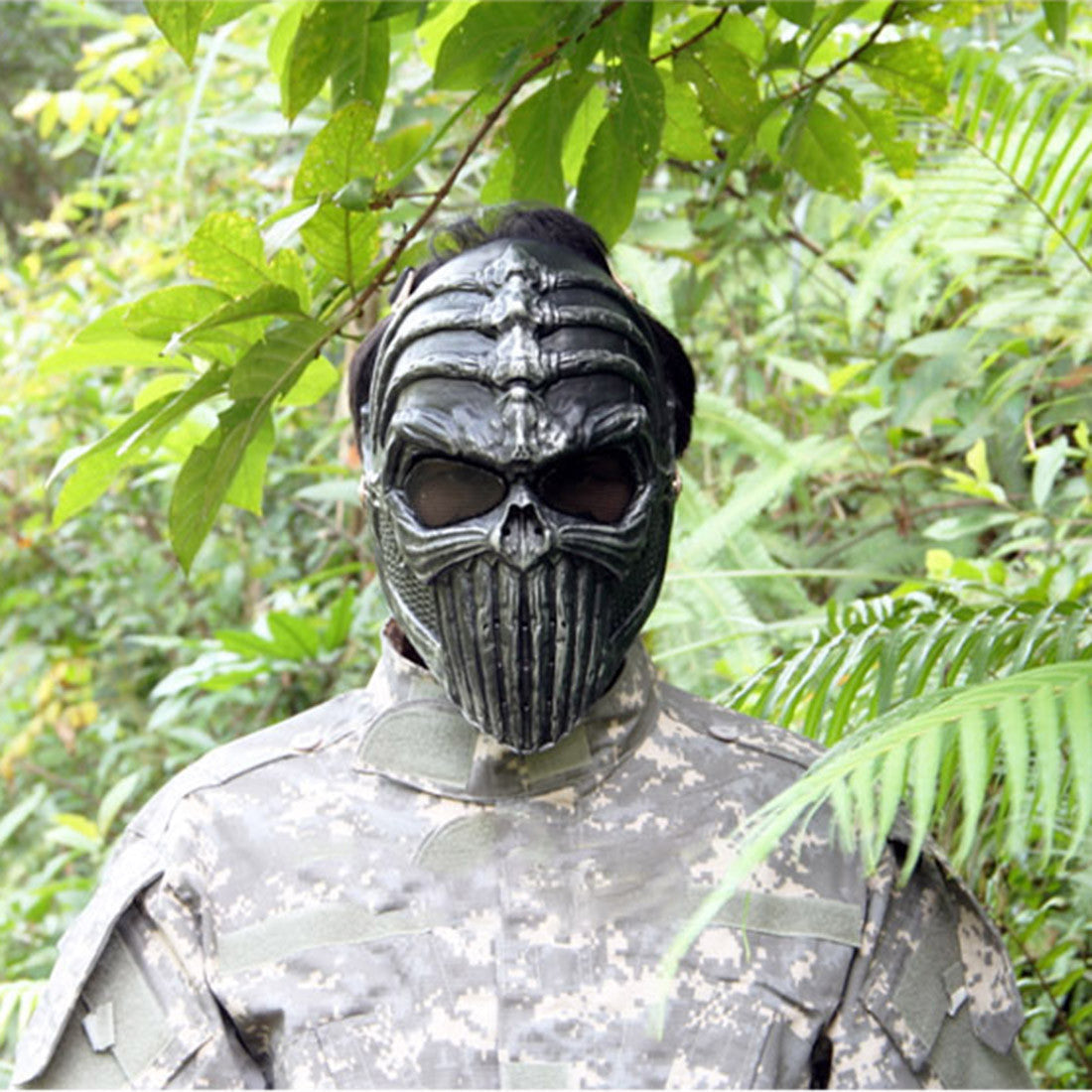 Spine Tingler Tactical Mask Airsoft Wargame Paintball Motorcycle Halloween Full Face Skull Face Mask - Tophatter Daily Deals