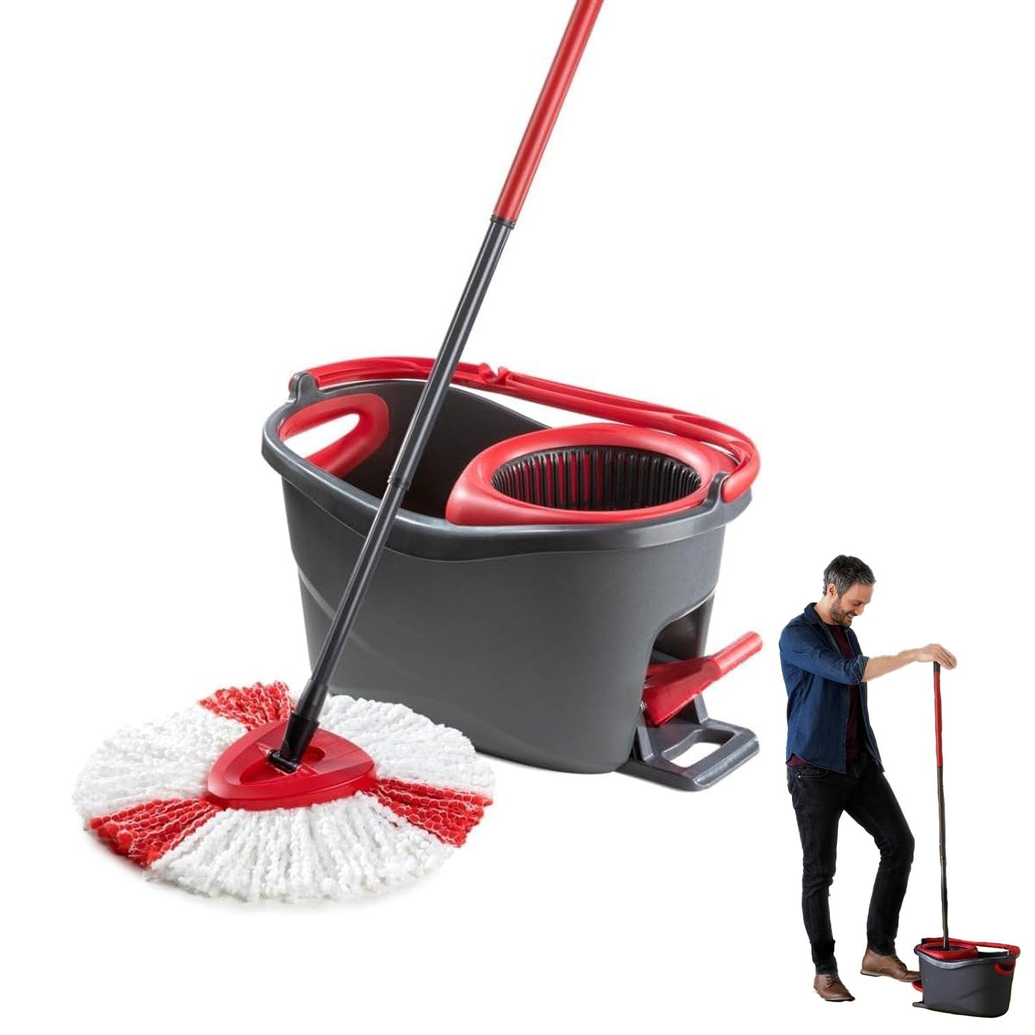 Spinning Mop With Bucket - Turbo Microfibre Mop and Bucket Set with Extra 2-in-1 Head Replacement Household - Tophatter Daily Deals