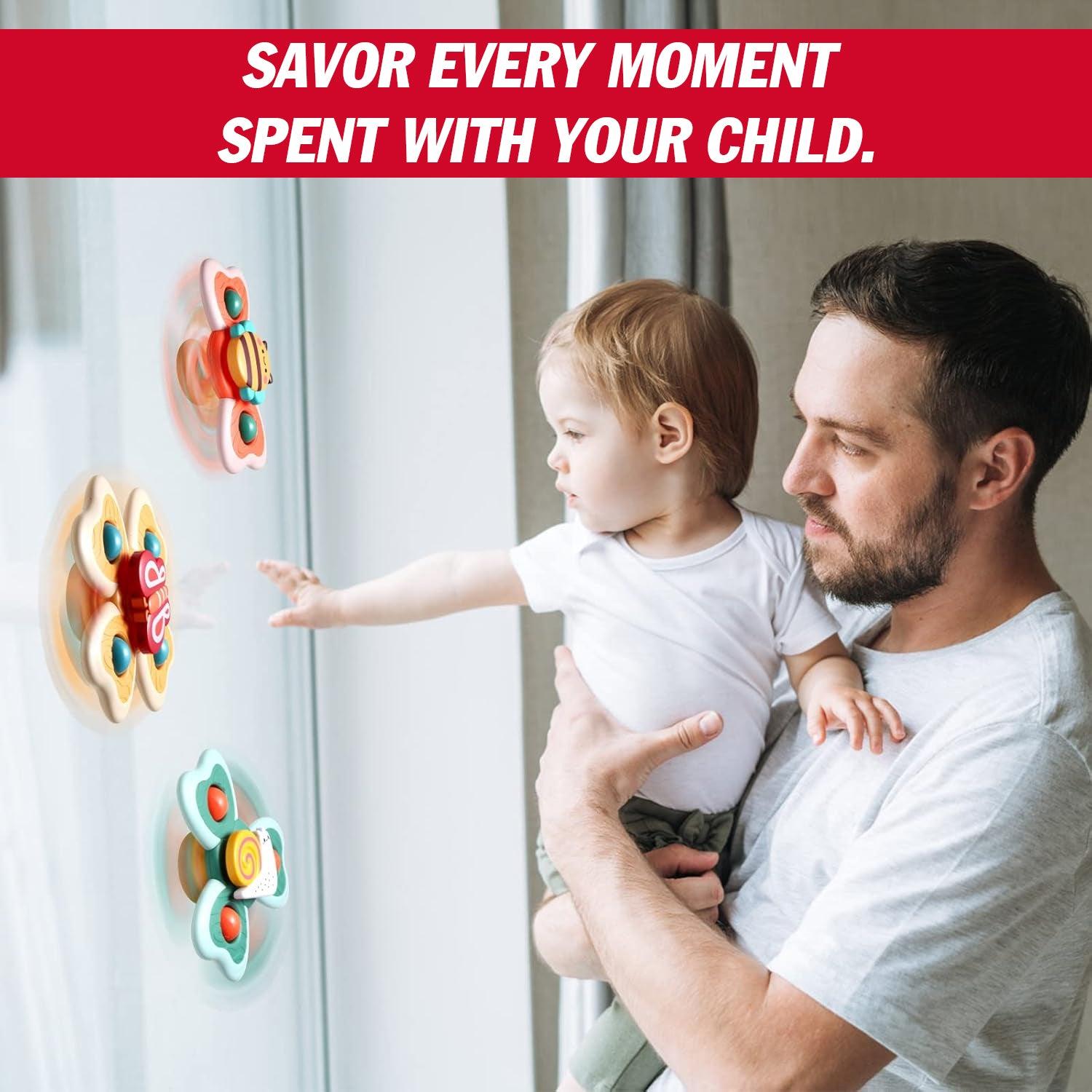 Fidget Spinner Toys - 3 Pcs Suction Cup Spinner Toys Sensory Early Education Bathtub Toy Dining Chairs Birthday Gifts Boy or Girl Baby & Toddler - Tophatter Daily Deals