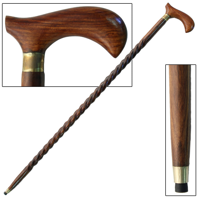 Spiral Sheesham Wood Derby Cane - Tophatter's Guns'N'Weapons Store Collectible Weapons - Tophatter Daily Deals
