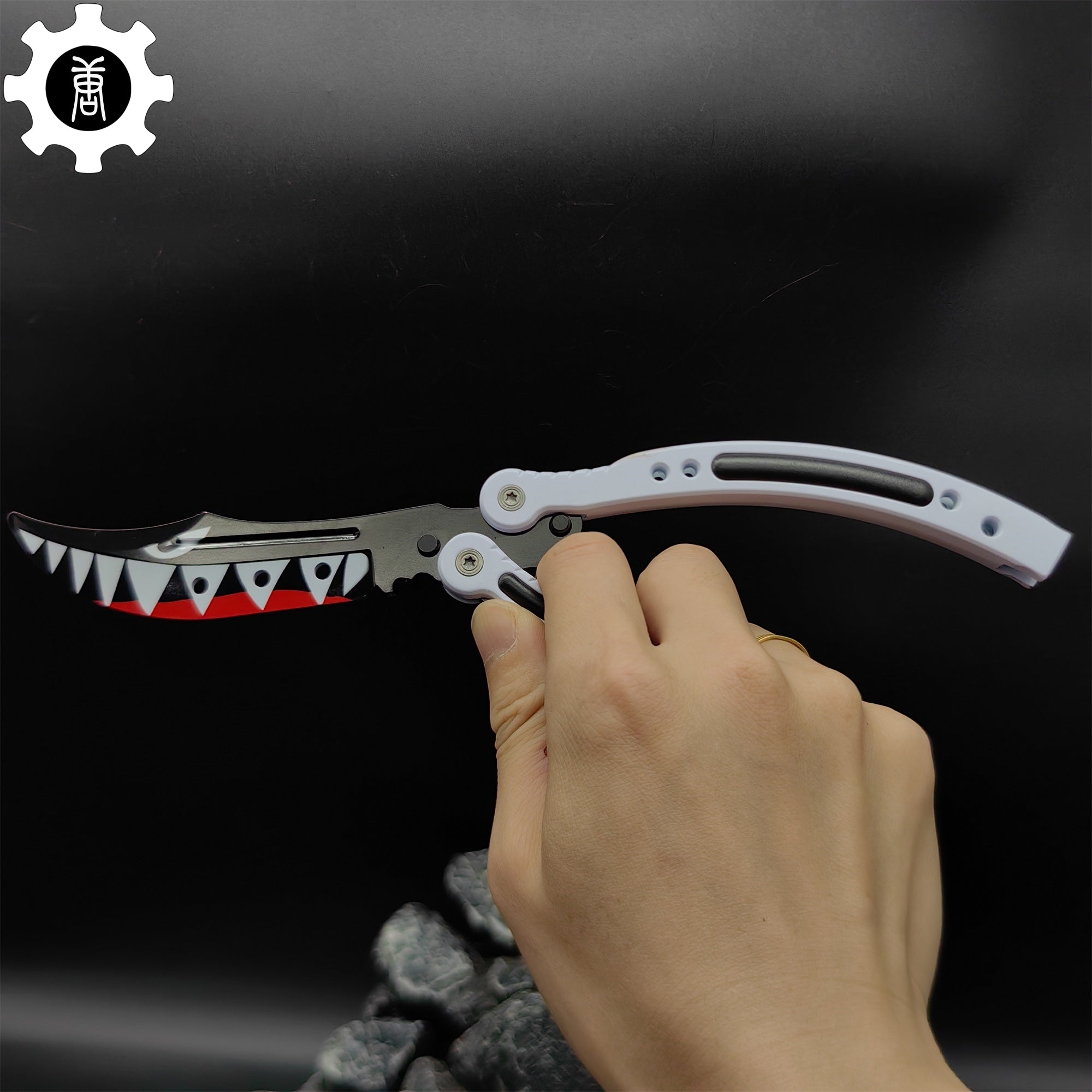 Spitfire Shark Bomber Metal Balisong Game Butterfly Knife - Tophatter Daily Deals
