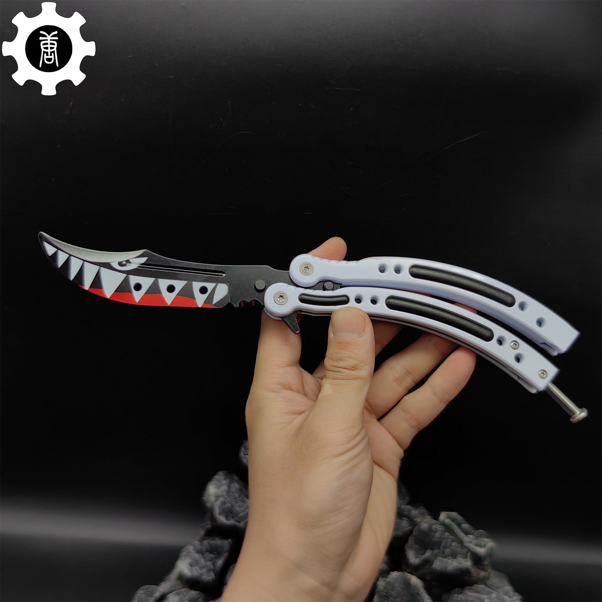 Spitfire Shark Bomber Metal Balisong Game Butterfly Knife - Tophatter Daily Deals
