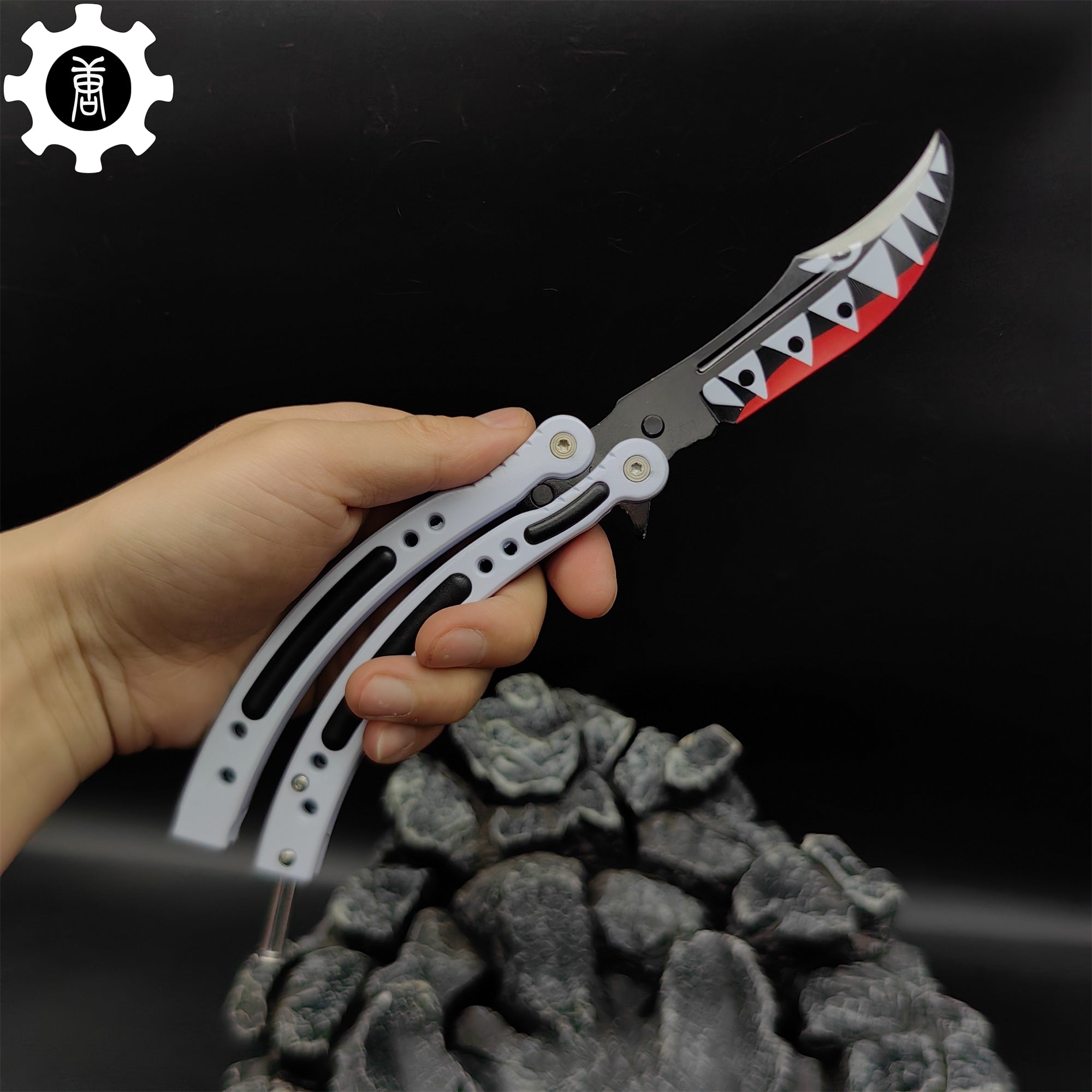 Spitfire Shark Bomber Metal Balisong Game Butterfly Knife - Tophatter Daily Deals