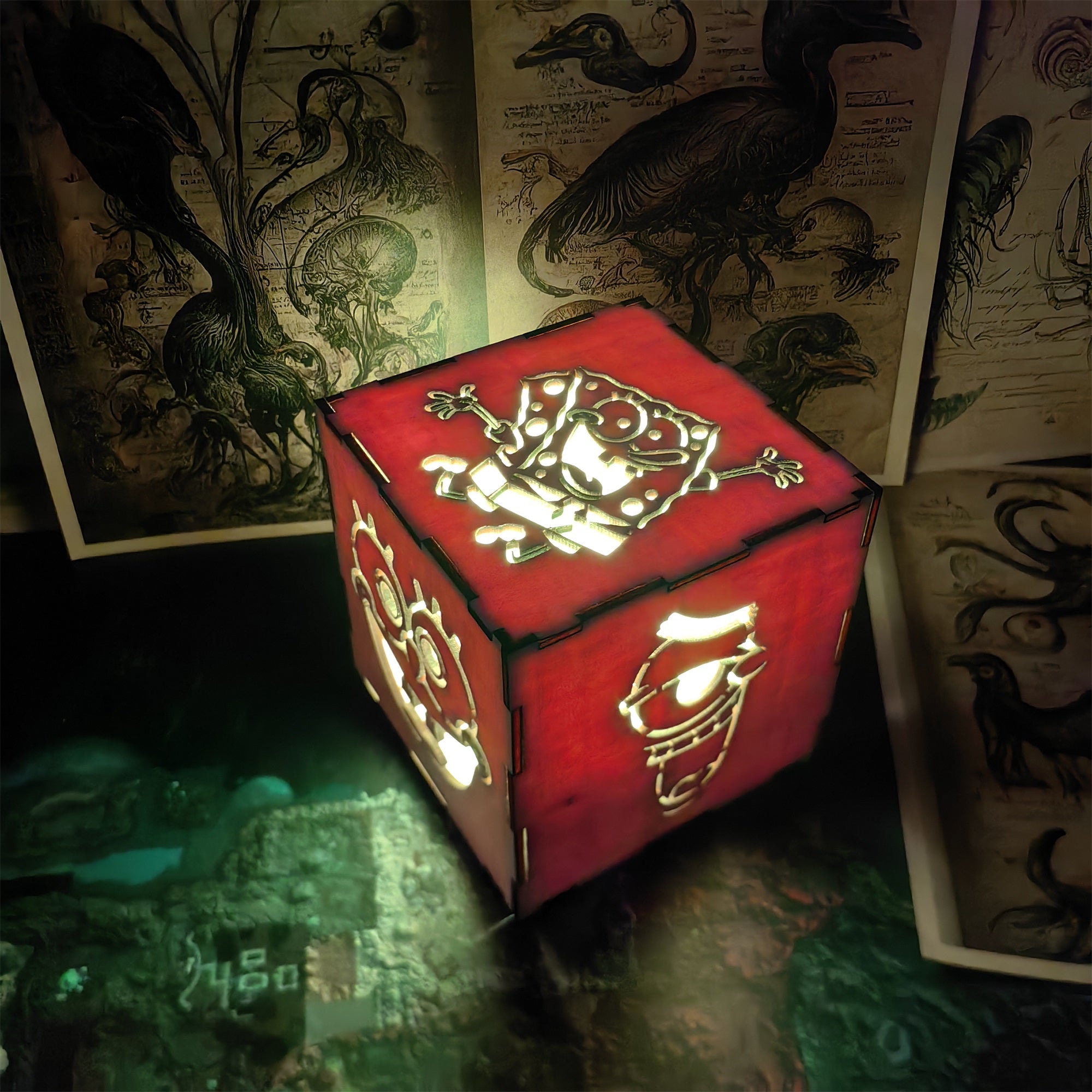 Handmade SpongeBob Wooden Lantern Night Light - Tophatter Daily Deals