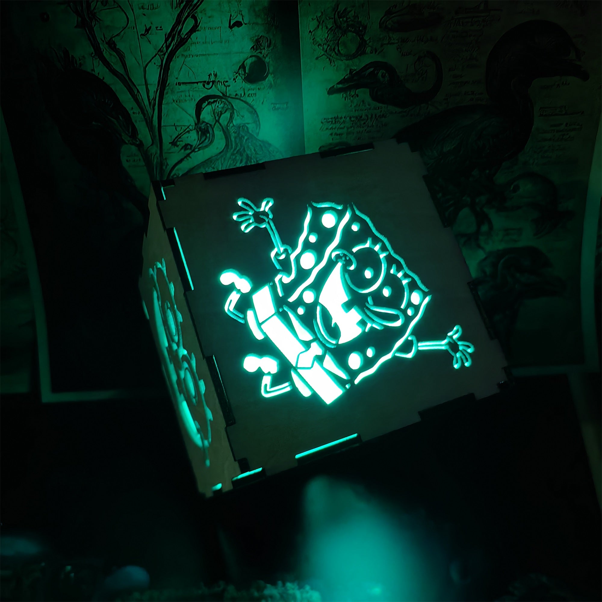 Handmade SpongeBob Wooden Lantern Night Light - Tophatter Daily Deals