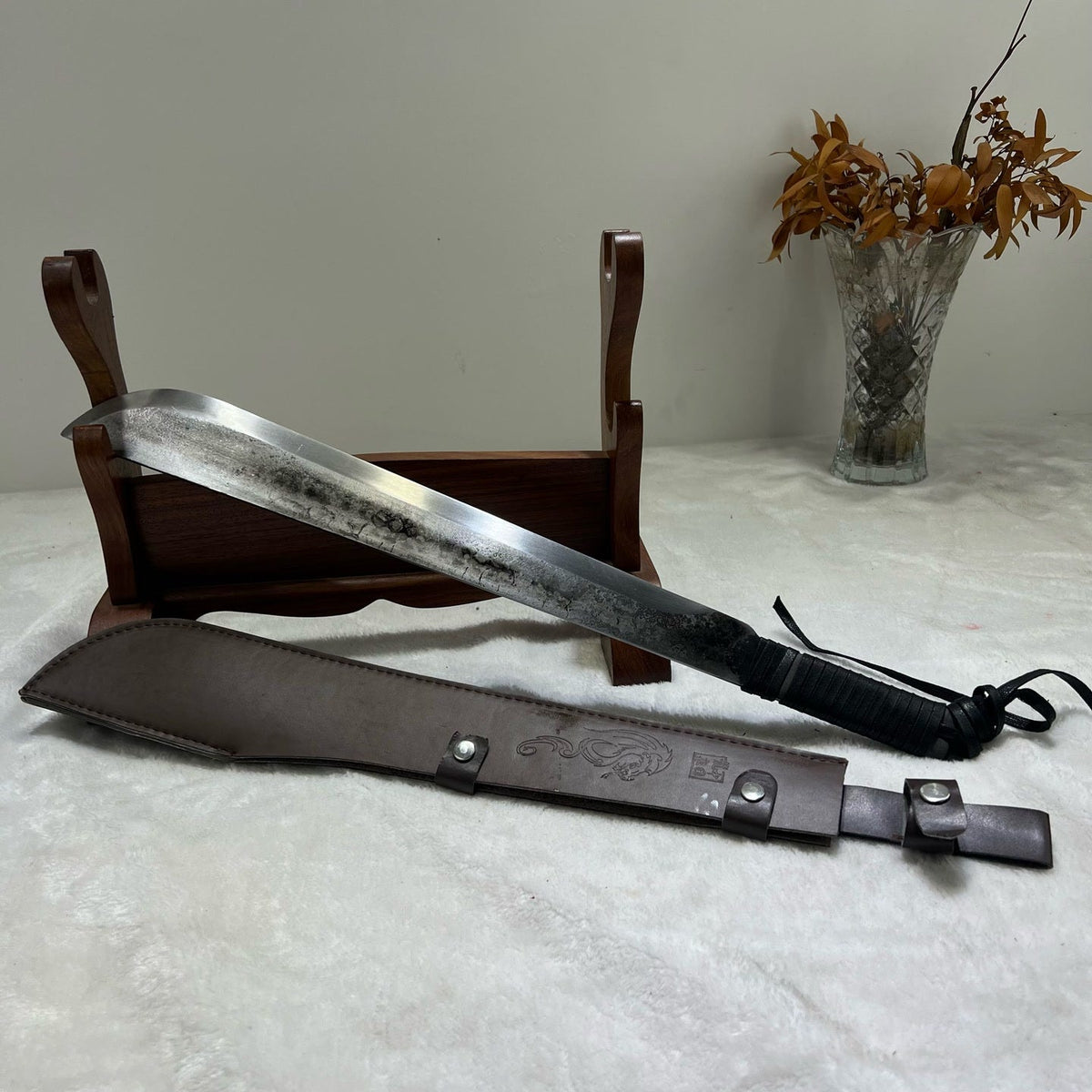 Spring Steel Survival Pioneer Outdoor Knife with Full Tang Hand-Forged - Tophatter Daily Deals