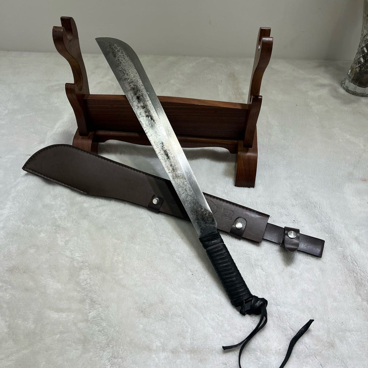 Spring Steel Survival Pioneer Outdoor Knife with Full Tang Hand-Forged - Tophatter Daily Deals