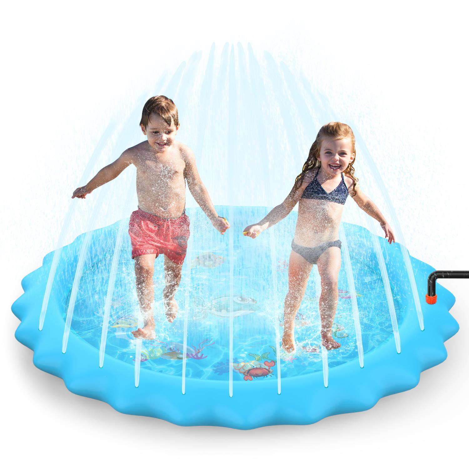 Sprinkler Splash Pad - Outdoor Water Play Sprinklers Large Round Sprinkle Splash Water Play Mat Summer Spray Inflatable for Kids Sports Toys - Tophatter Daily Deals