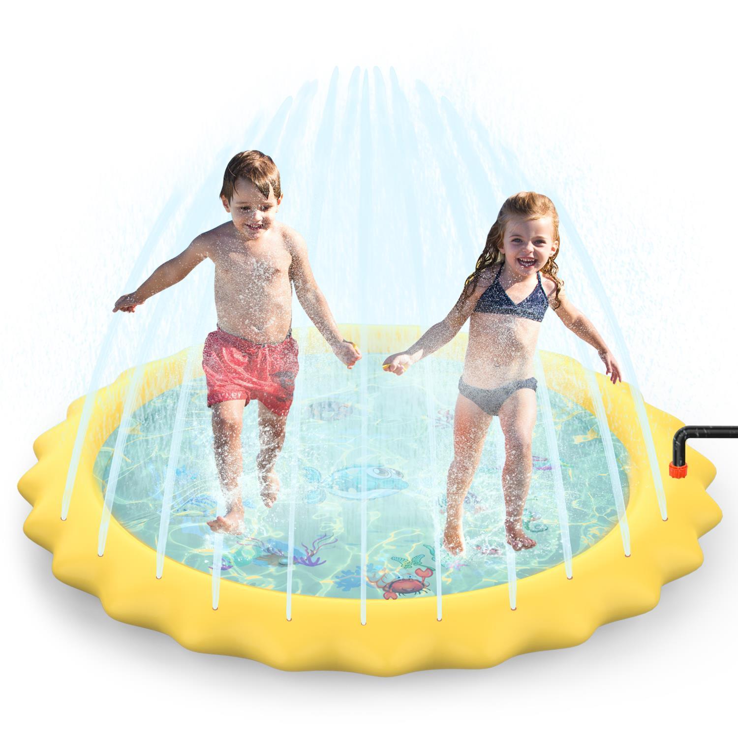 Sprinkler Splash Pad - Outdoor Water Play Sprinklers Large Round Sprinkle Splash Water Play Mat Summer Spray Inflatable for Kids Sports Toys - Tophatter Daily Deals