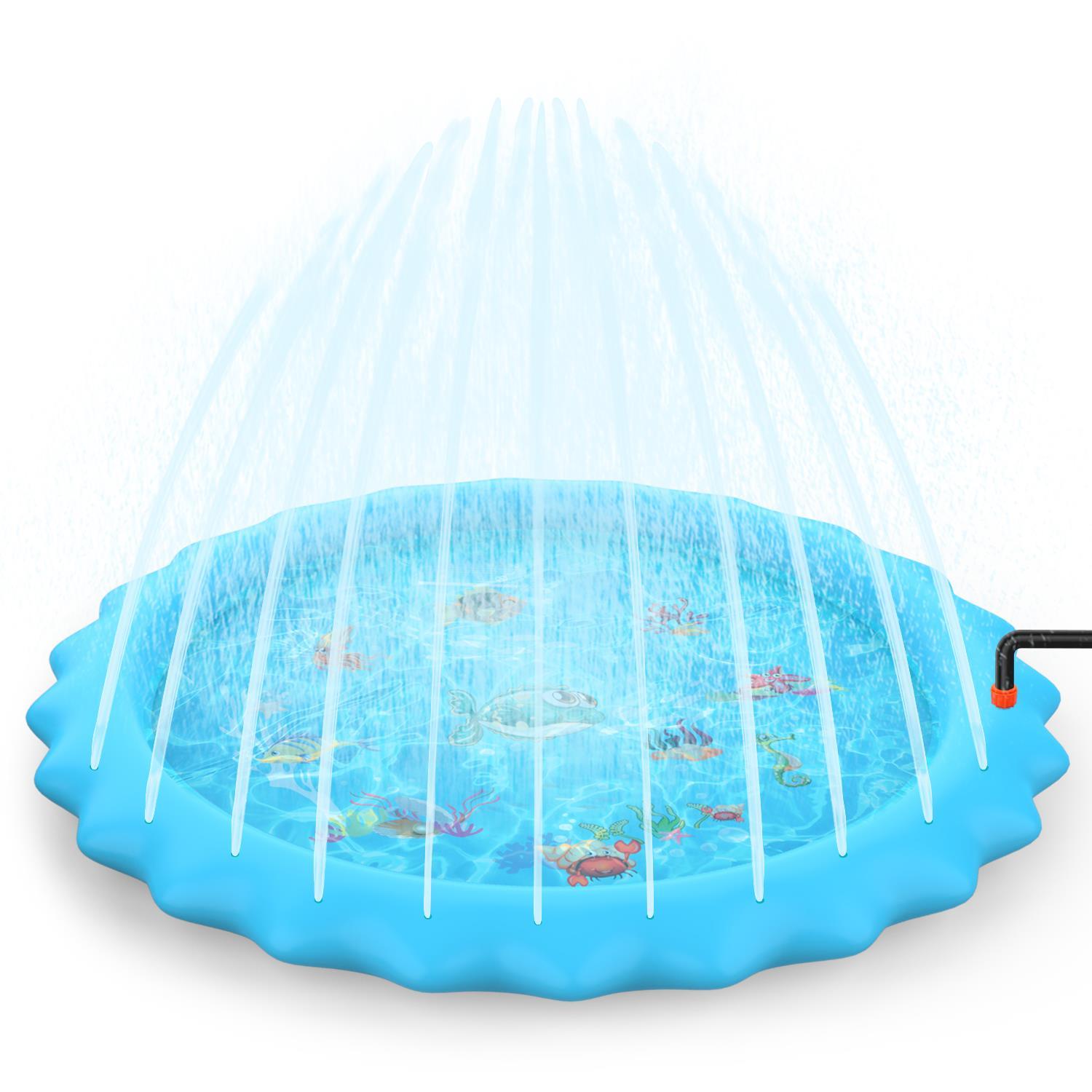 Sprinkler Splash Pad - Outdoor Water Play Sprinklers Large Round Sprinkle Splash Water Play Mat Summer Spray Inflatable for Kids Blue Sports Toys - Tophatter Daily Deals