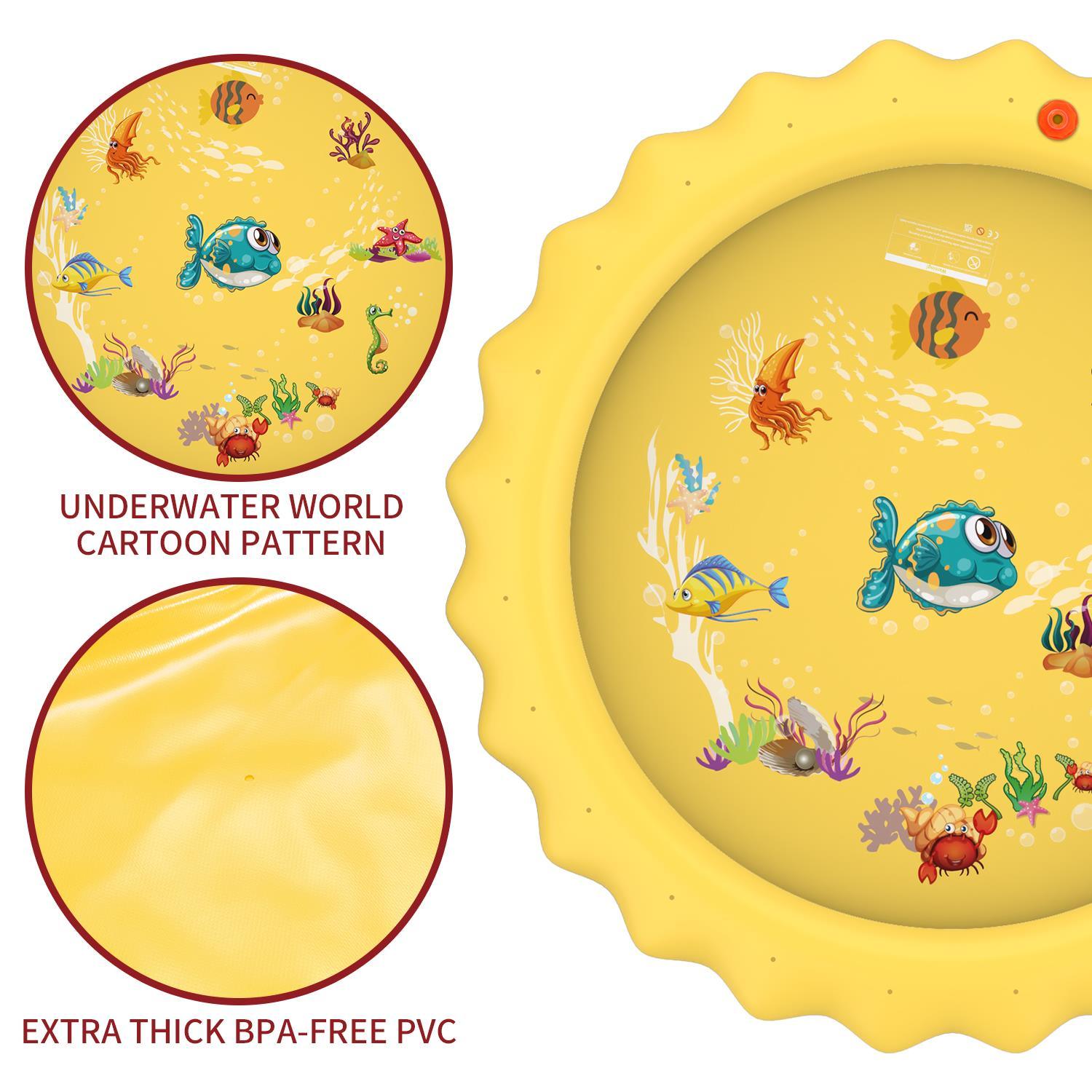 Sprinkler Splash Pad - Outdoor Water Play Sprinklers Large Round Sprinkle Splash Water Play Mat Summer Spray Inflatable for Kids Sports Toys - Tophatter Daily Deals