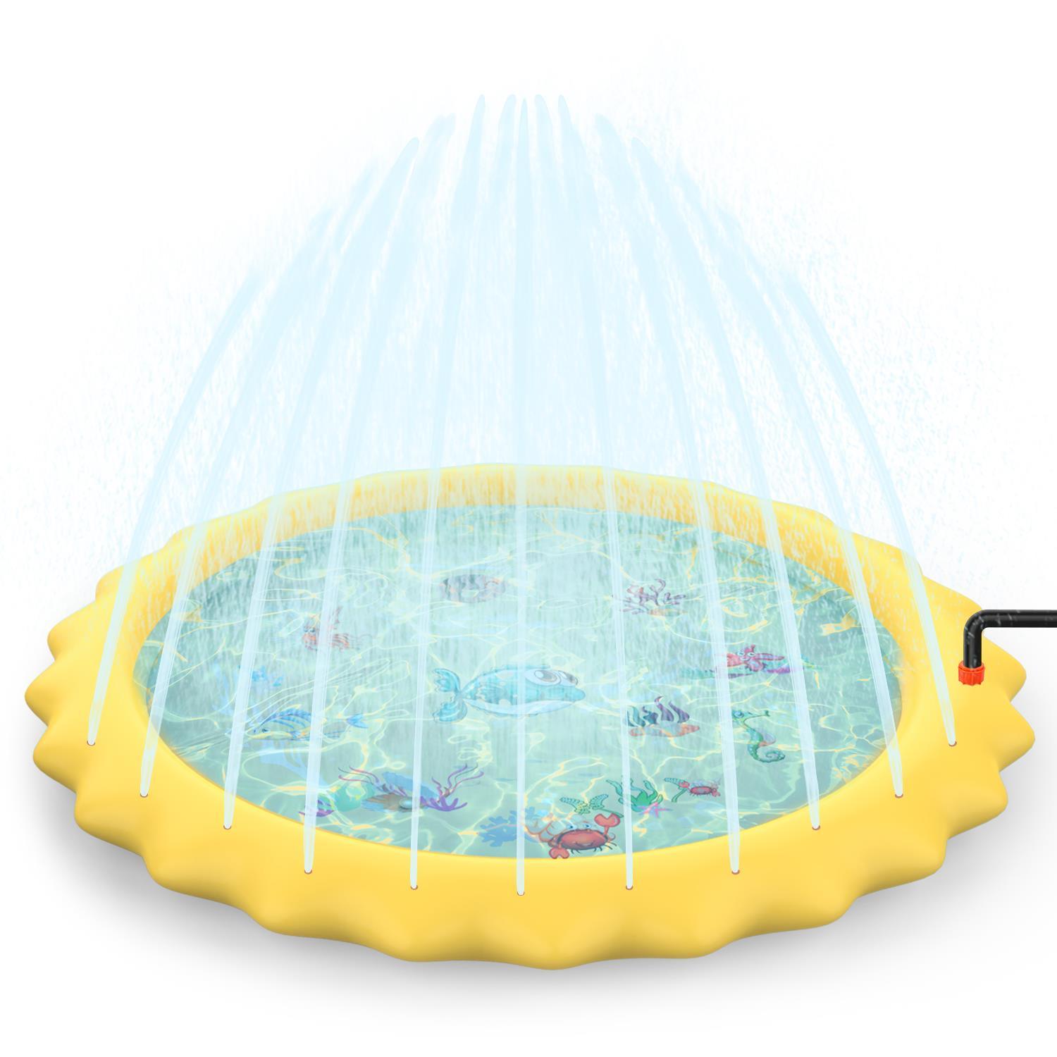 Sprinkler Splash Pad - Outdoor Water Play Sprinklers Large Round Sprinkle Splash Water Play Mat Summer Spray Inflatable for Kids Yellow Sports Toys - Tophatter Daily Deals