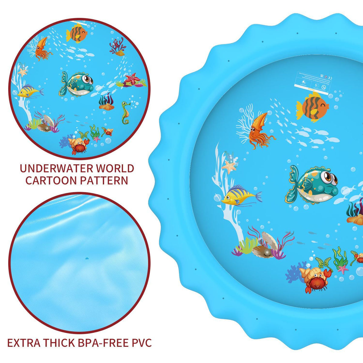 Sprinkler Splash Pad - Outdoor Water Play Sprinklers Large Round Sprinkle Splash Water Play Mat Summer Spray Inflatable for Kids Sports Toys - Tophatter Daily Deals