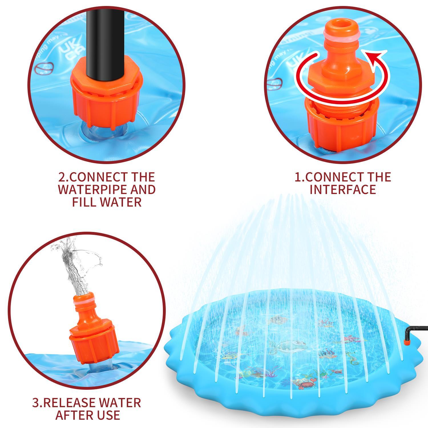 Sprinkler Splash Pad - Outdoor Water Play Sprinklers Large Round Sprinkle Splash Water Play Mat Summer Spray Inflatable for Kids Sports Toys - Tophatter Daily Deals