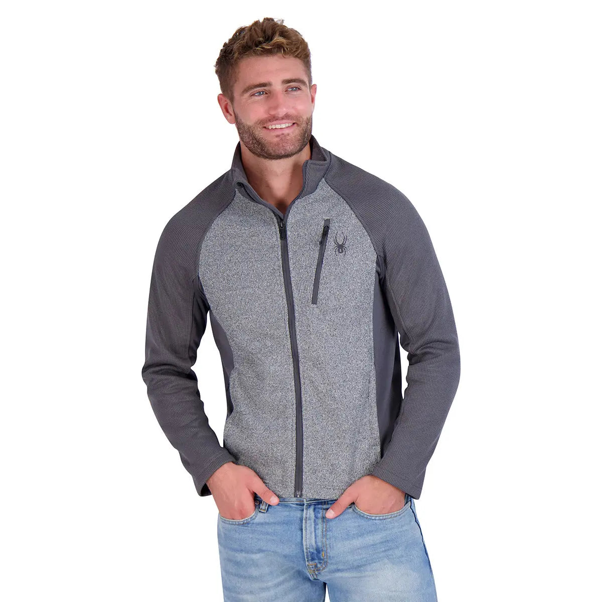 Spyder Men's Raider 2.0 Full Zip Jacket Grey Heather Polar Jackets - Tophatter Daily Deals