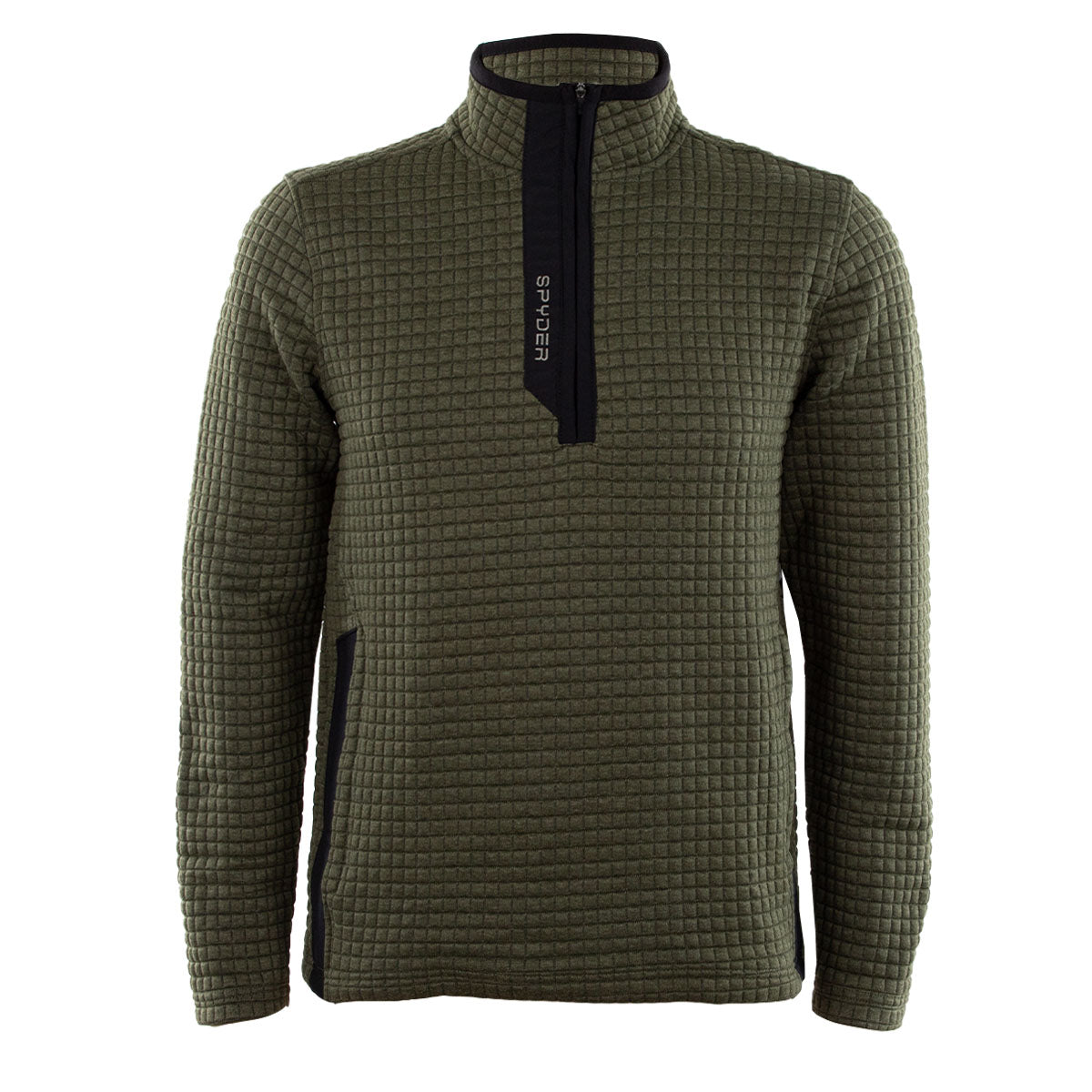 Spyder Men's Box Quilt 1/4 Zip Pullover Olive Half Zip & Quarter Zip - Tophatter Daily Deals