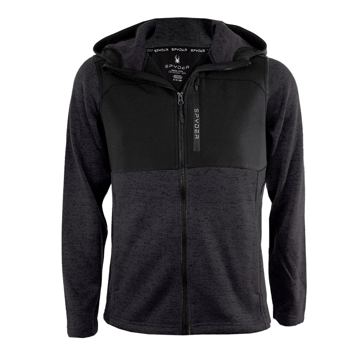 Spyder Men's Sweater Fleece Full Zip Jacket Black Jackets - Tophatter Daily Deals