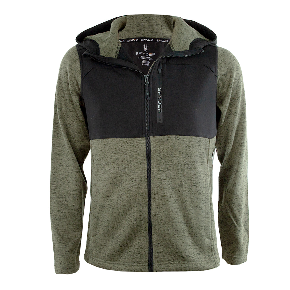 Spyder Men's Sweater Fleece Full Zip Jacket Olive Jackets - Tophatter Daily Deals
