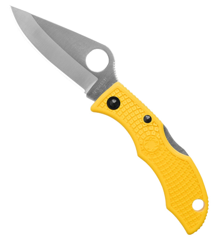 Spyderco Ladybug 3 Salt - Yellow FRN Handles - H2 Clip Point Blade - LYLP3 Folding Knives - Tophatter Daily Deals
