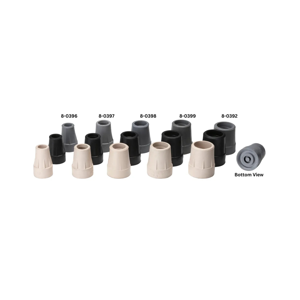 Nev-a-Slip Rubber Replacement Cane Tips – Pair, 5 Sizes, Black or Grey - Tophatter Daily Deals