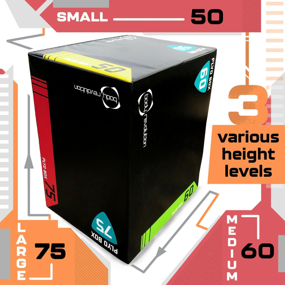 Plyo Boxes UK - Soft 3 in 1 Plyometric Squat Jump Box 50x60x75cm Exercise & Fitness - Tophatter Daily Deals