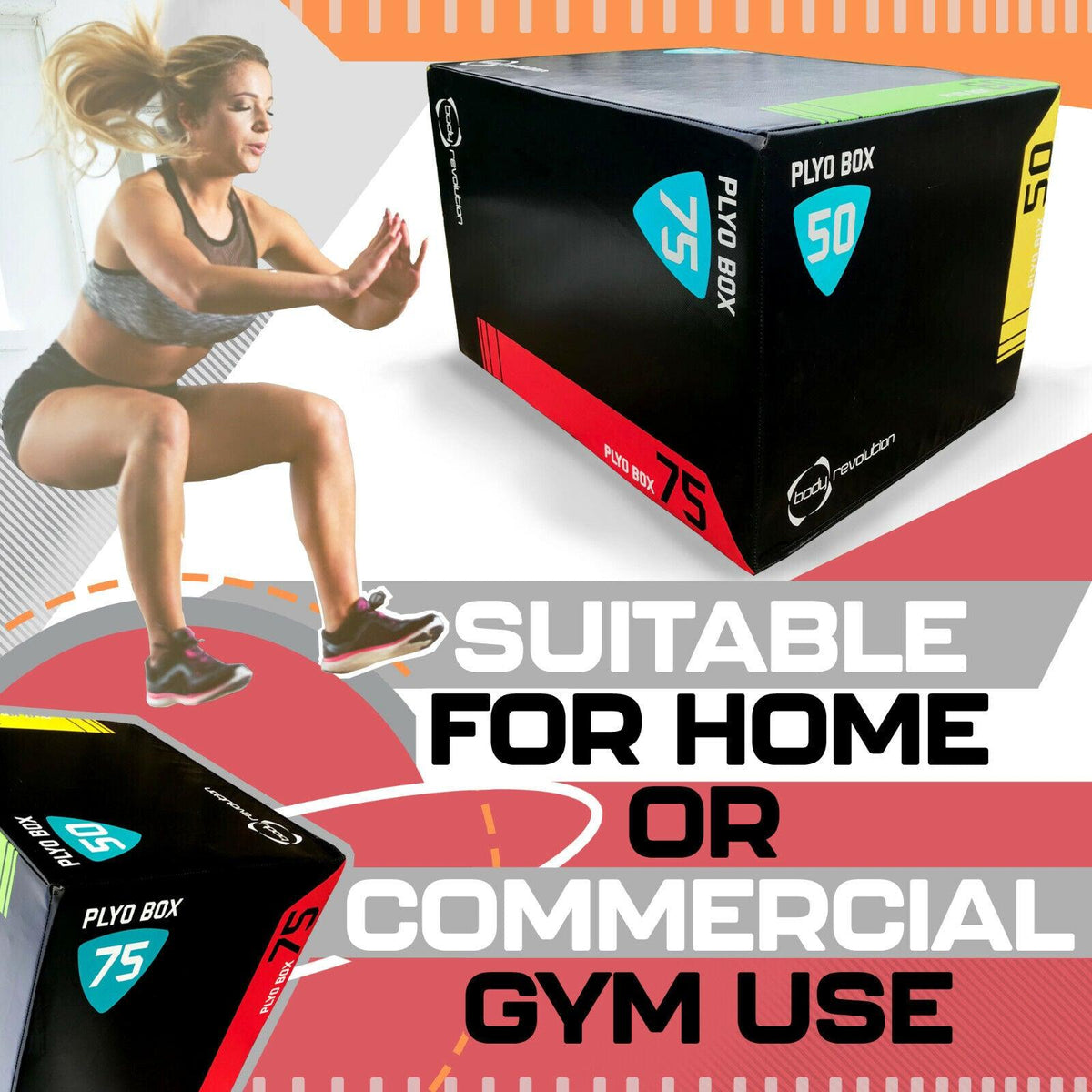 Plyo Boxes UK - Soft 3 in 1 Plyometric Squat Jump Box 50x60x75cm Exercise & Fitness - Tophatter Daily Deals