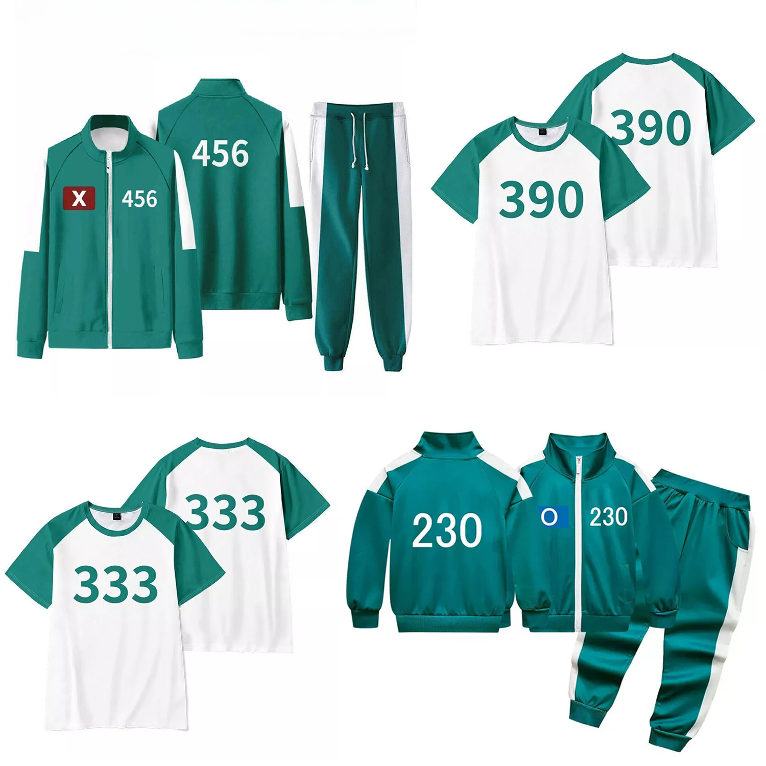 Squid Game Tracksuit – Green Player Uniform Costume for Cosplay, Halloween & Parties Squid Game Tracksuit - Tophatter Daily Deals