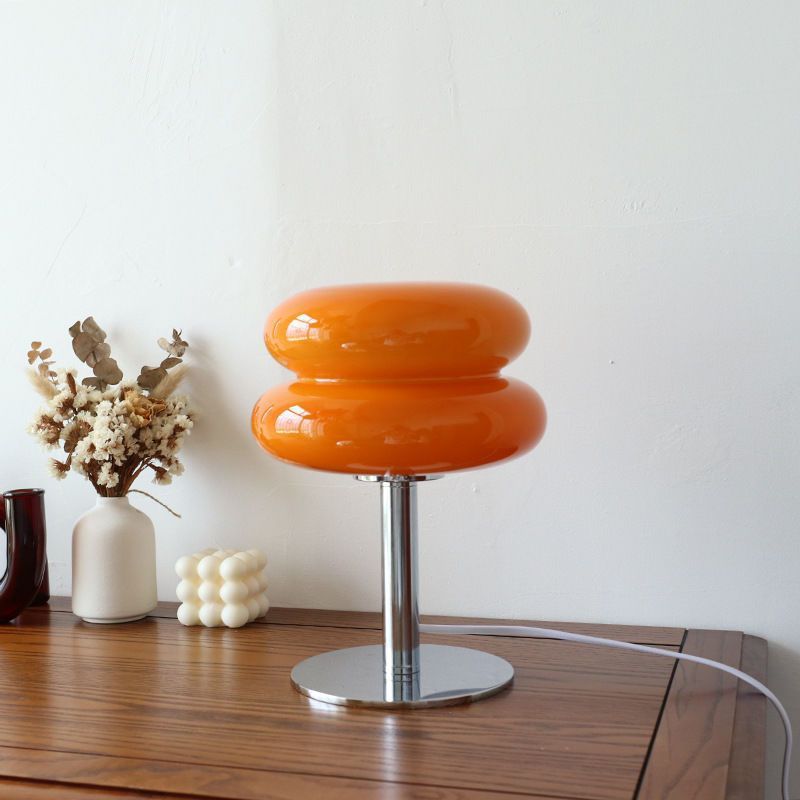 Stacked Pancakes Glass Table Lamp Orange Lighting - Tophatter Daily Deals