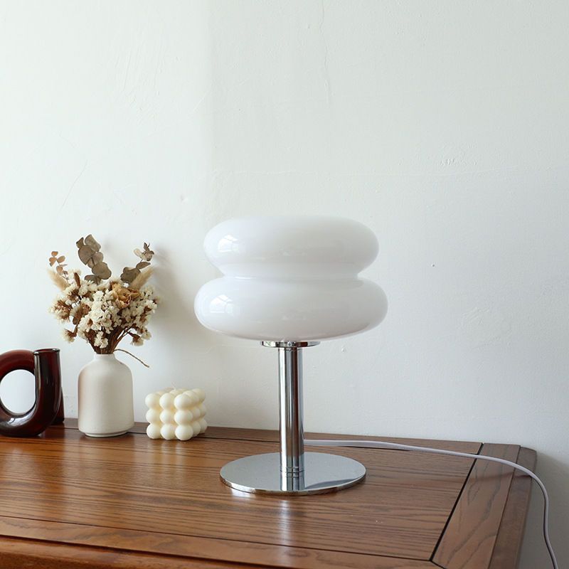 Stacked Pancakes Glass Table Lamp White Lighting - Tophatter Daily Deals