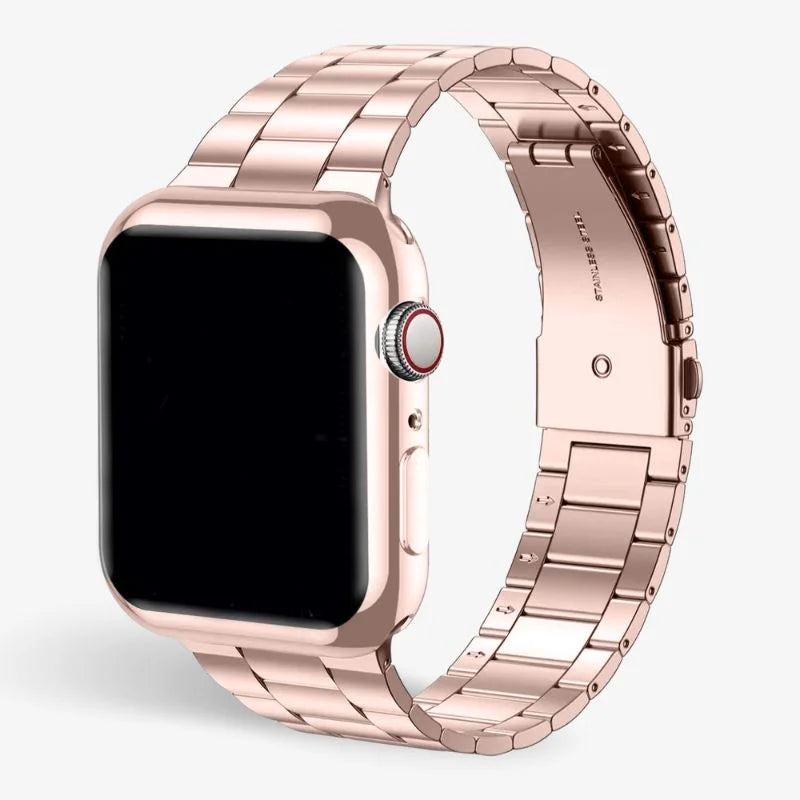 Stainless Steel Watch Band With Protective Case Secure Fit Rose Gold - Tophatter Daily Deals