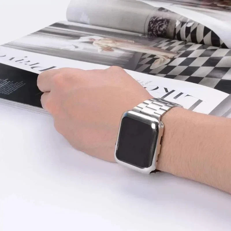 Stainless Steel Watch Band With Protective Case Secure Fit - Tophatter Daily Deals