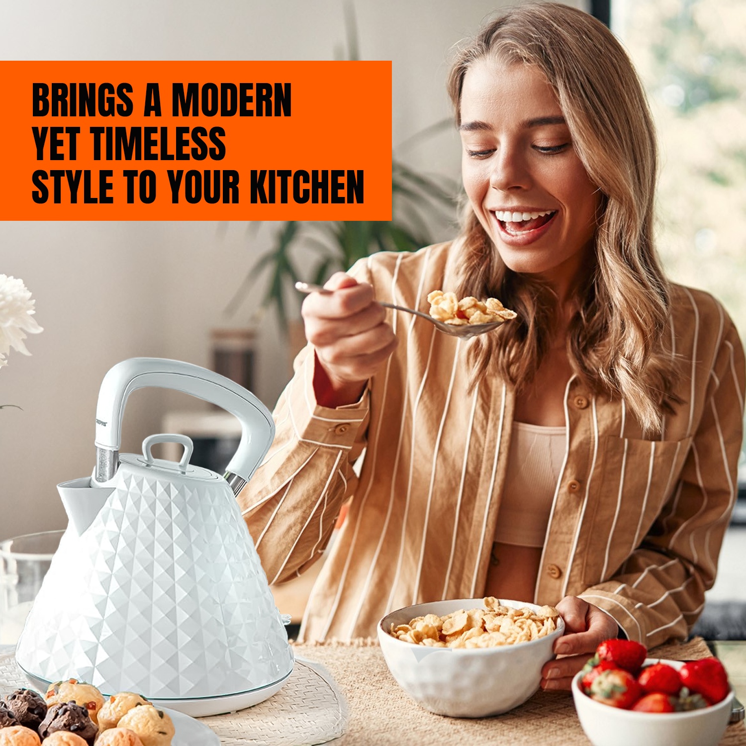 Four Slice Toaster and Kettle Set – Stylish Stainless Steel Breakfast Set with Fast Boil & Browning Control Kitchen - Tophatter Daily Deals