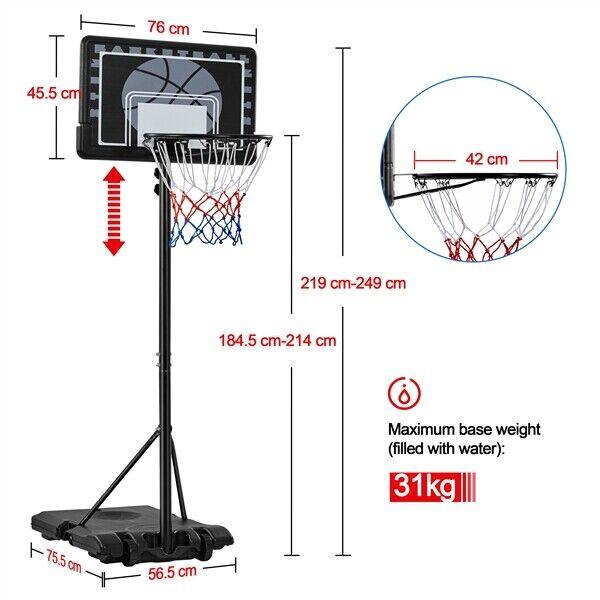 Portable Basketball Hoop UK - 7-8ft Height Adjustable Basketball Net Stand Sports & Outdoor - Tophatter Daily Deals