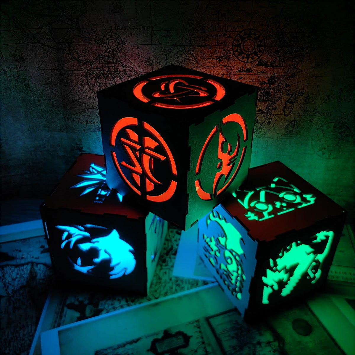 Hybrid Protoss Inspired Wood Cube Light Desk Decor - Tophatter Daily Deals