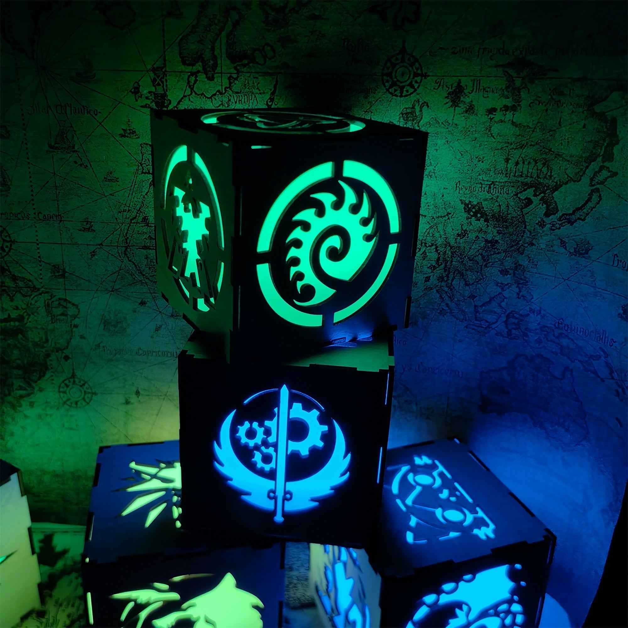 Hybrid Protoss Inspired Wood Cube Light Desk Decor - Tophatter Daily Deals