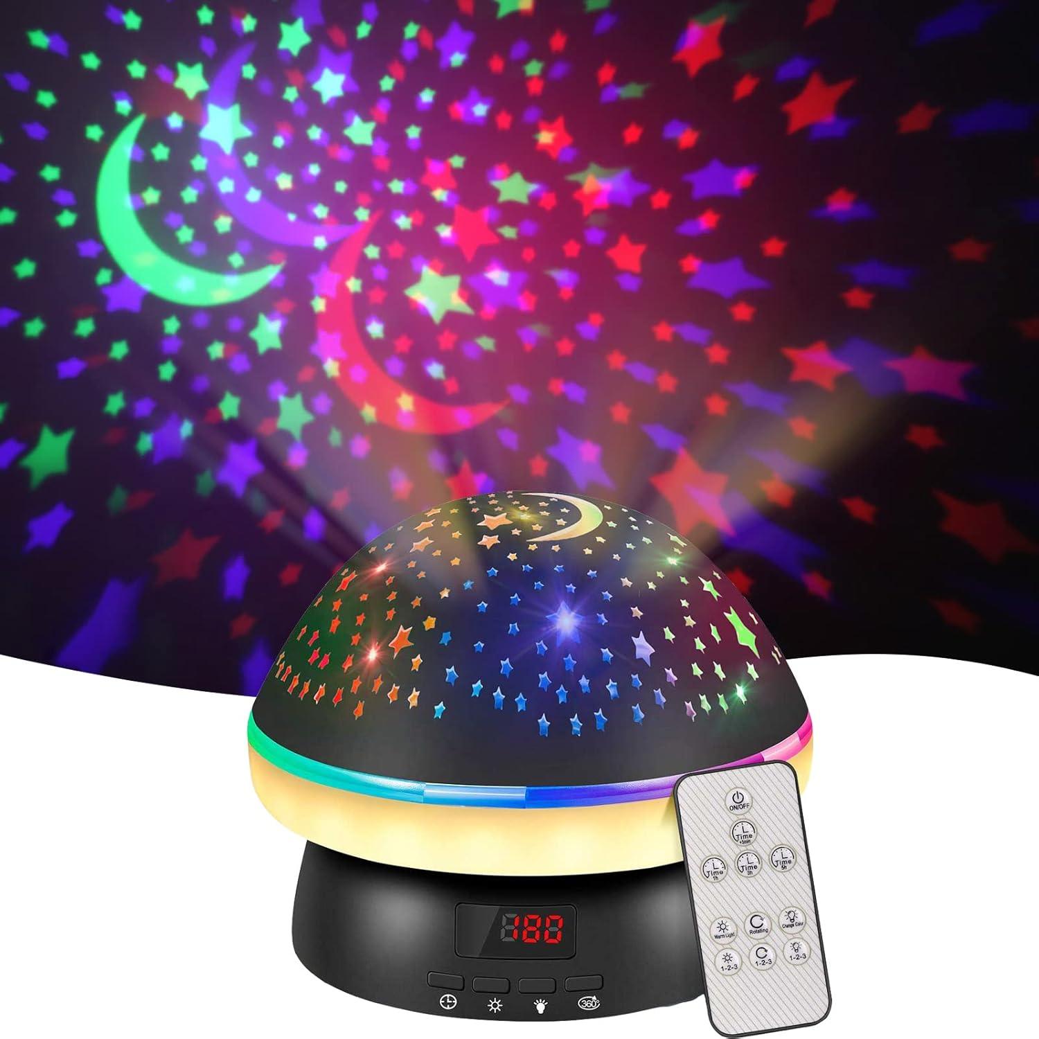 Stars Light Projector - Timer Rotation Star Projector Night Light for Kids Xmas Stocking Fillers Black Christmas Toys - Tophatter Daily Deals