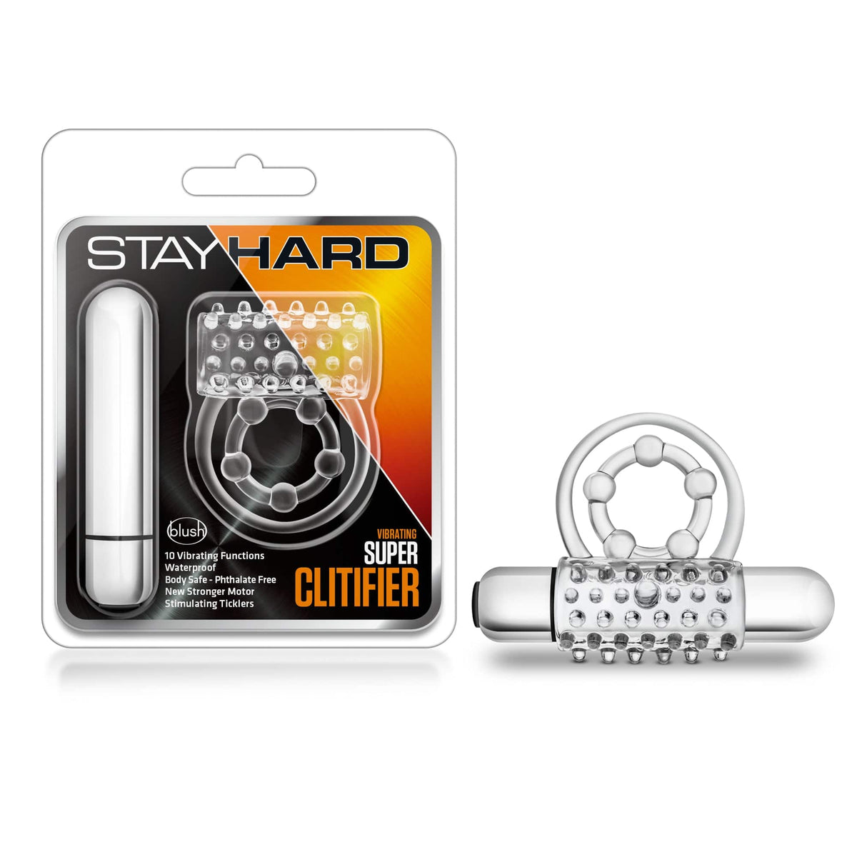 Stay Hard Vibrating Super Clitifier - Vibrating Cock Ring - Clear > Cock Ring > Vibrating - Tophatter Daily Deals
