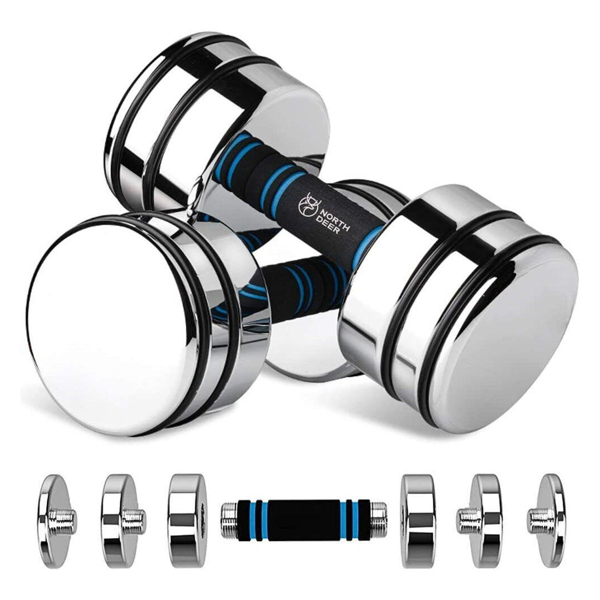 Stainless Steel Dumbbells - Stainless Steel Adjustable Dumbbells | Northdeer Steel Dumbbells Ultracompact Adjustable 2.5kg 5kg 7.5kg 10kg 15kg 25kg Apparel & Accessories - Tophatter Daily Deals