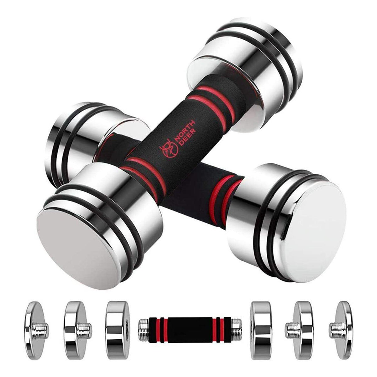 Stainless Steel Dumbbells - Stainless Steel Adjustable Dumbbells | Northdeer Steel Dumbbells Ultracompact Adjustable 2.5kg 5kg 7.5kg 10kg 15kg 25kg Apparel & Accessories - Tophatter Daily Deals