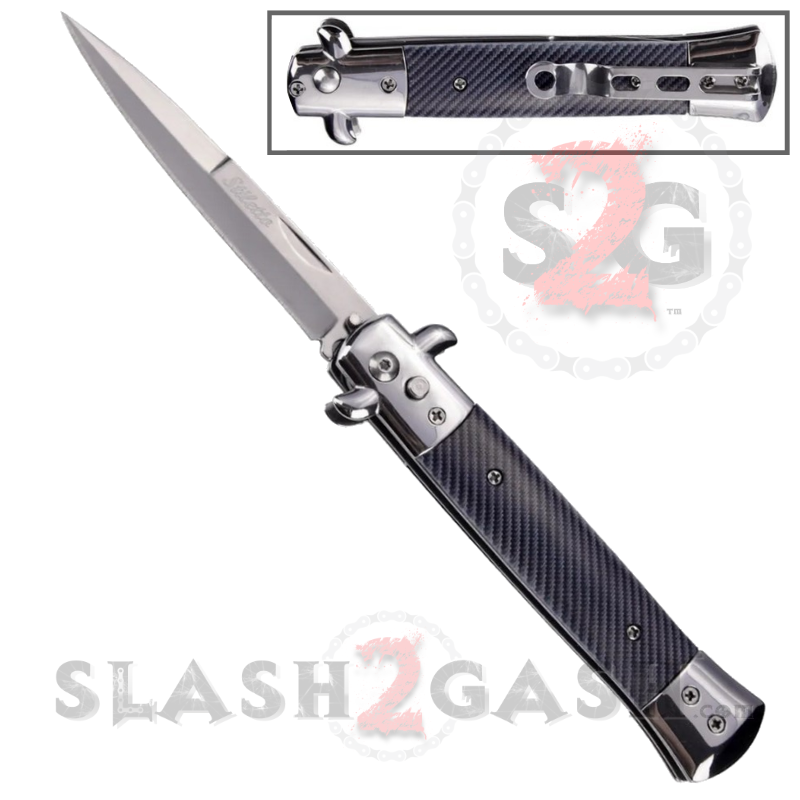 Diablo Stiletto Automatic Knife Milano Switchblade - Carbon Fiber Knife-Auto - Tophatter Daily Deals
