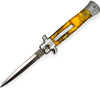 Stiletto OTF Automatic Knife Classic Italian Switchblade - 9 or 11 Inch Yellow Marble - Silver 9" Knife-OTF - Tophatter Daily Deals