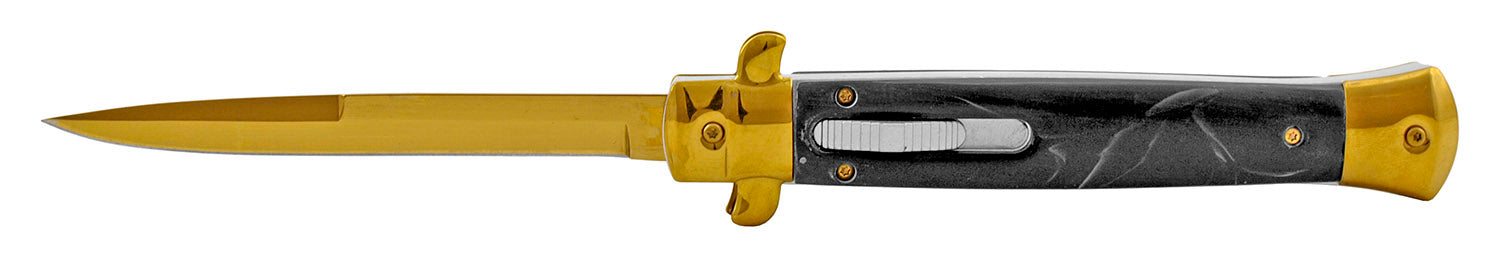 Stiletto OTF Automatic Knife Classic Italian Switchblade - 9 or 11 Inch Black Marble - Gold 11" Knife-OTF - Tophatter Daily Deals