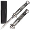 Stiletto OTF Automatic Knife Classic Italian Switchblade - 9 or 11 Inch Grey Snakeskin Pattern - Silver 11" Knife-OTF - Tophatter Daily Deals