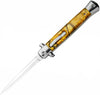 Stiletto OTF Automatic Knife Classic Italian Switchblade - 9 or 11 Inch Yellow Marble - Silver 11" Knife-OTF - Tophatter Daily Deals