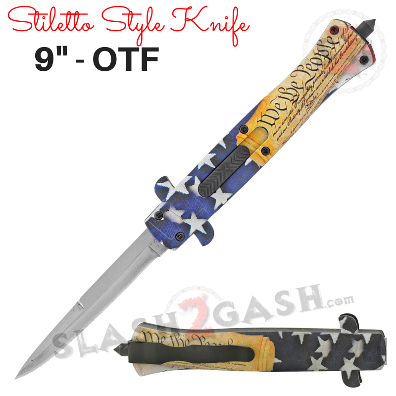 Stiletto OTF Knife 9 Inch Auto Switchblade ABS Body - Assort. Styles We The People Knife-OTF - Tophatter Daily Deals