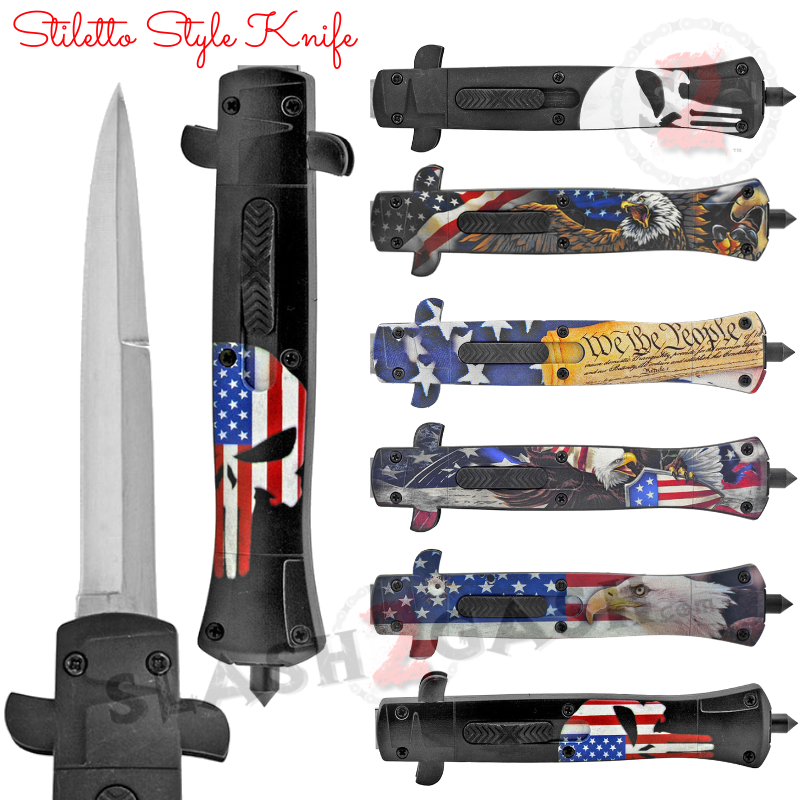 Stiletto OTF Knife 9 Inch Auto Switchblade ABS Body - Assort. Styles Knife-OTF - Tophatter Daily Deals