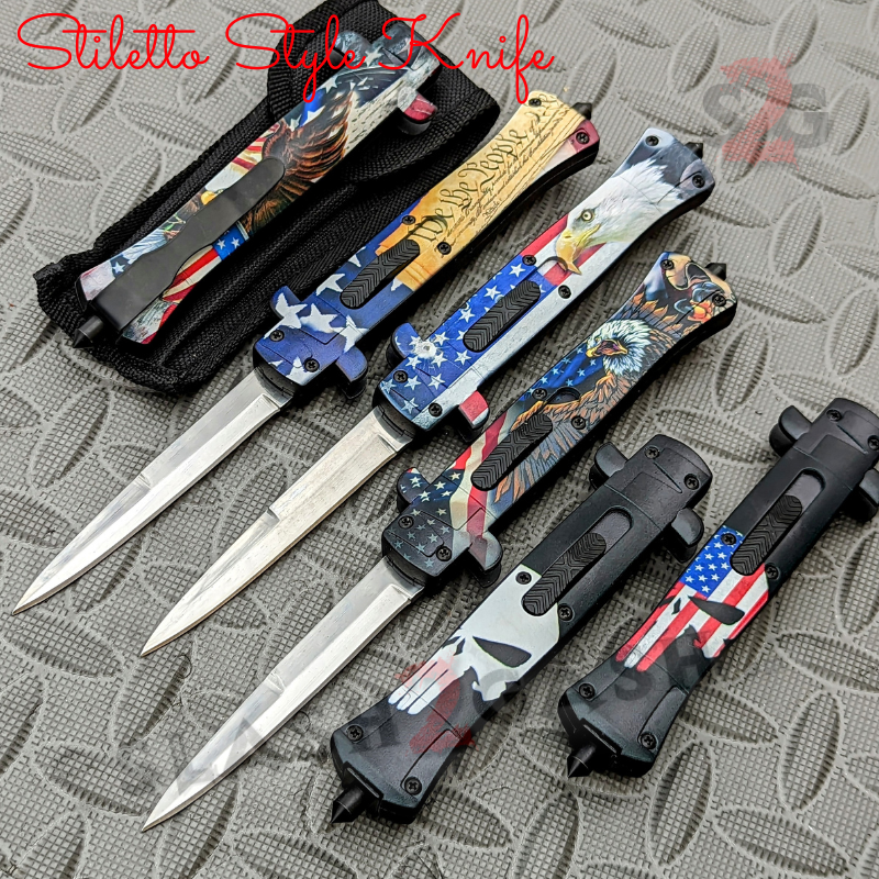 Stiletto OTF Knife 9 Inch Auto Switchblade ABS Body - Assort. Styles Knife-OTF - Tophatter Daily Deals
