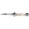 Stiletto OTF Automatic Knife Classic Italian Switchblade - 9 or 11 Inch White Marble - Silver 9" Knife-OTF - Tophatter Daily Deals