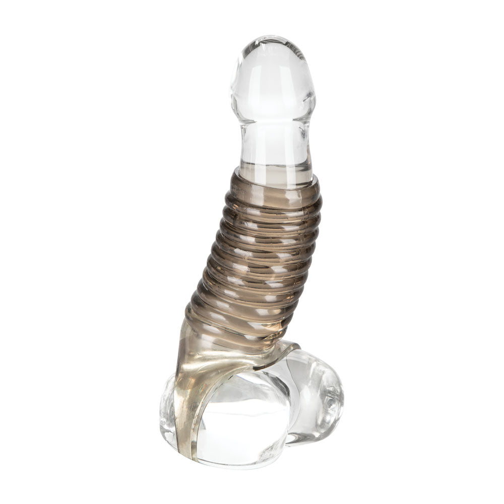 Stimulation Enhancer Smoke Ridged Thick Textured Sleeve with Scrotum Support Strap > Sex Toys For Men > Penis Sleeves - Tophatter Daily Deals