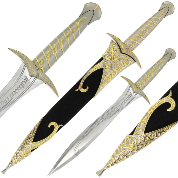 The Hobbit / Lord of the Rings – Deluxe Sting Sword with Black & Gold Scabbard – 52cm Sword - Tophatter Daily Deals